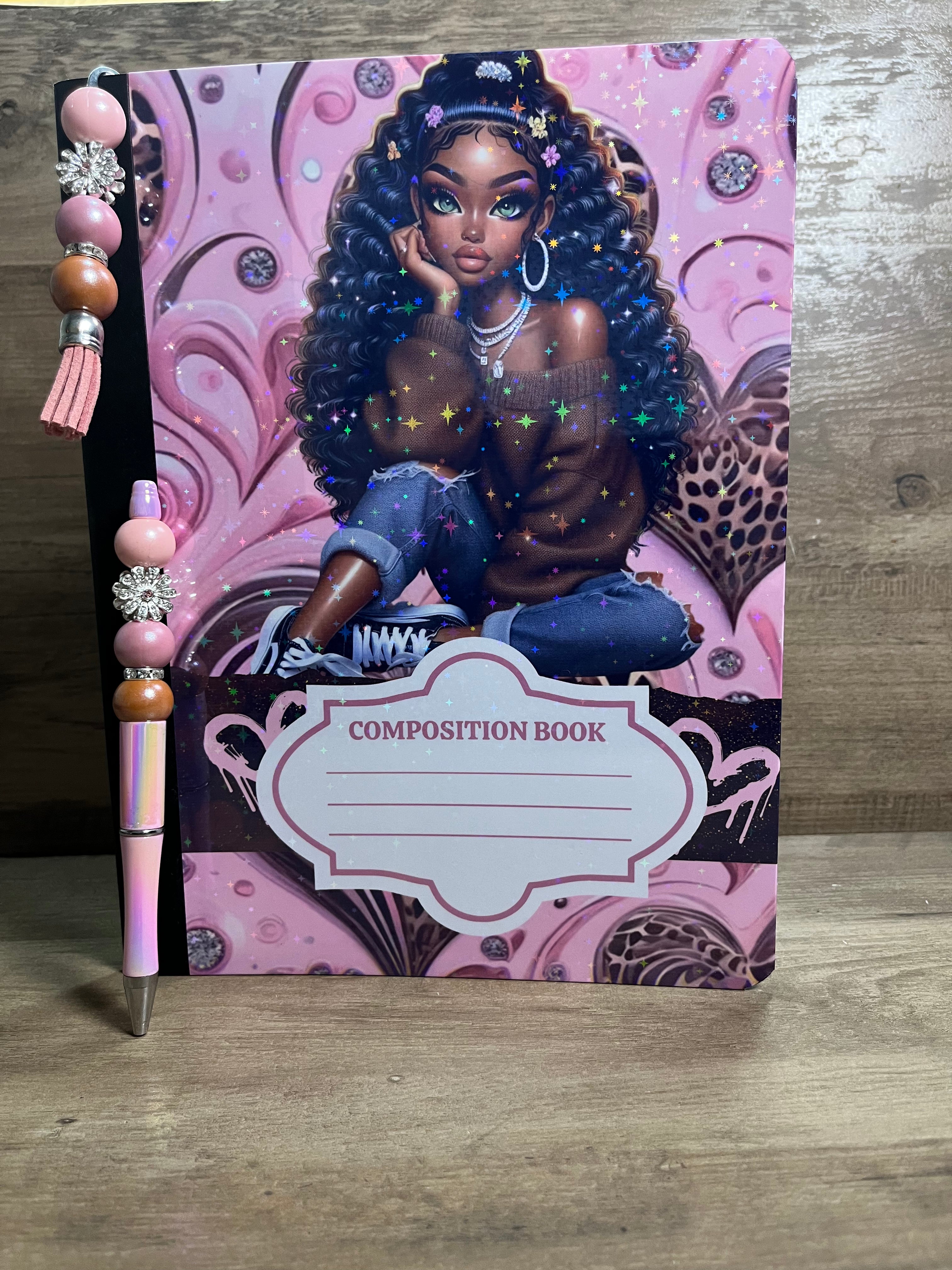 Pink Glam Girl Notebook With Matching Bookmarker & Mechanical Pencil