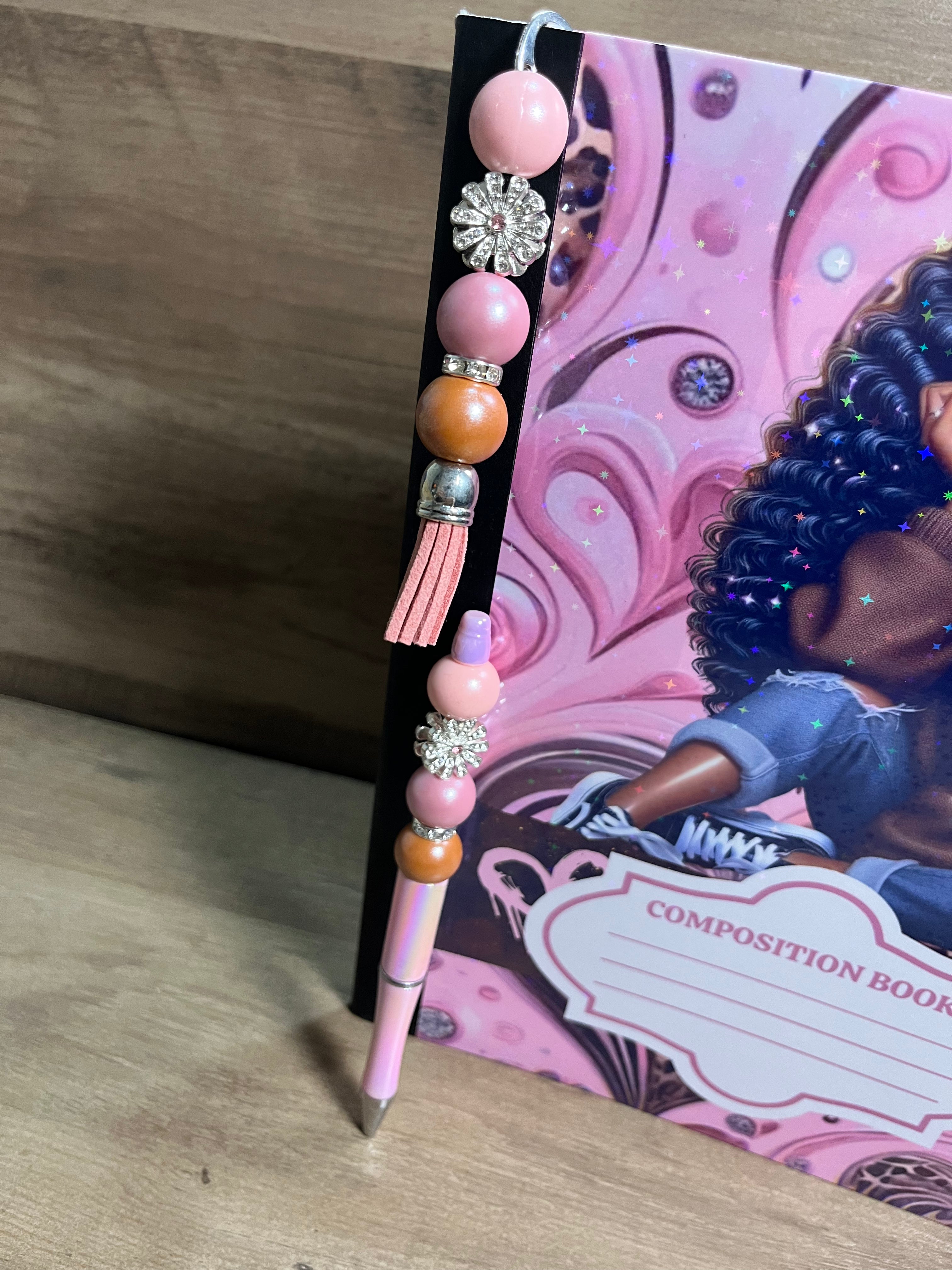 Pink Glam Girl Notebook With Matching Bookmarker & Mechanical Pencil