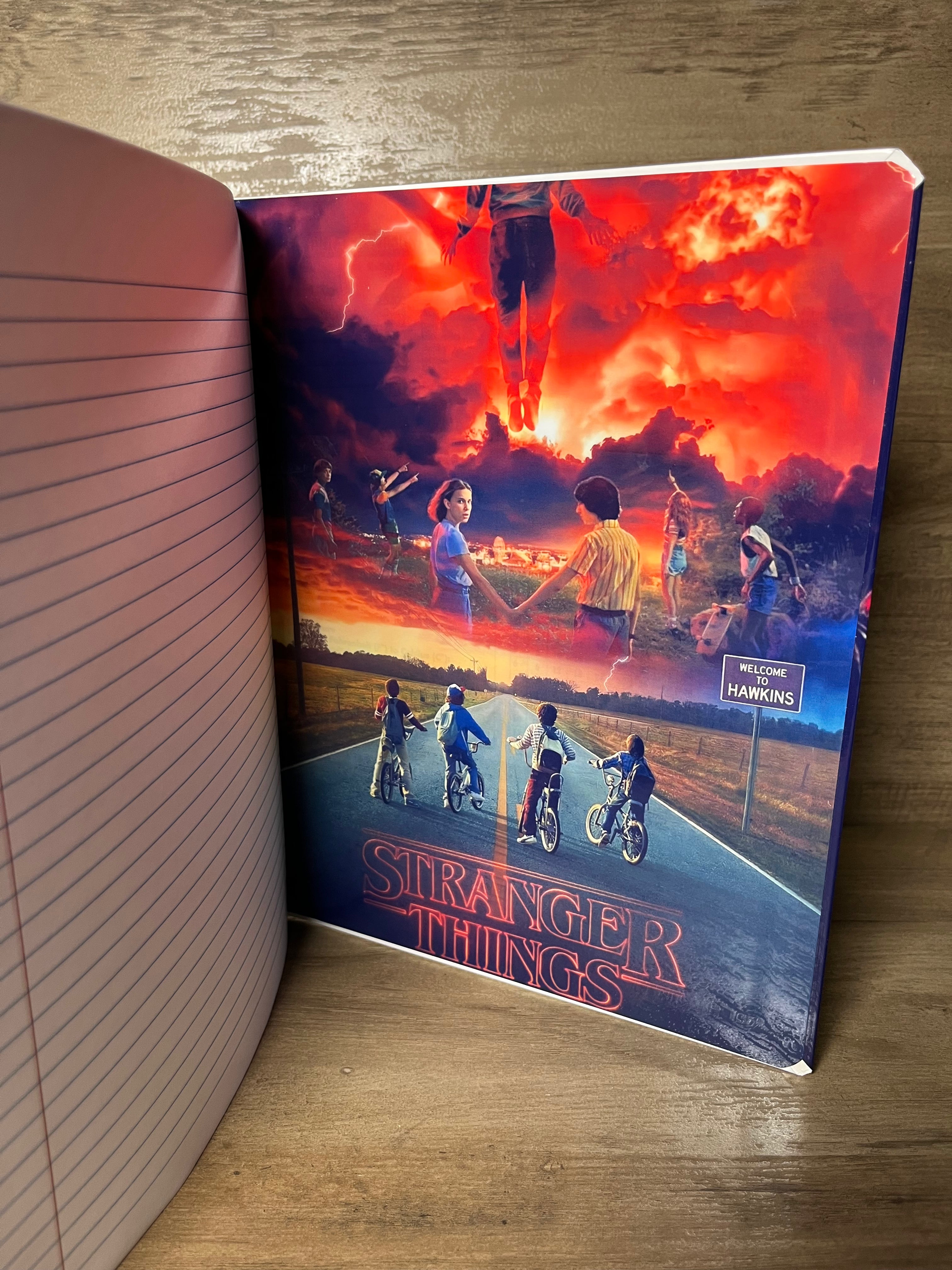 Upside Down Quad Design Notebook with Demogorgon-themed bookmarker