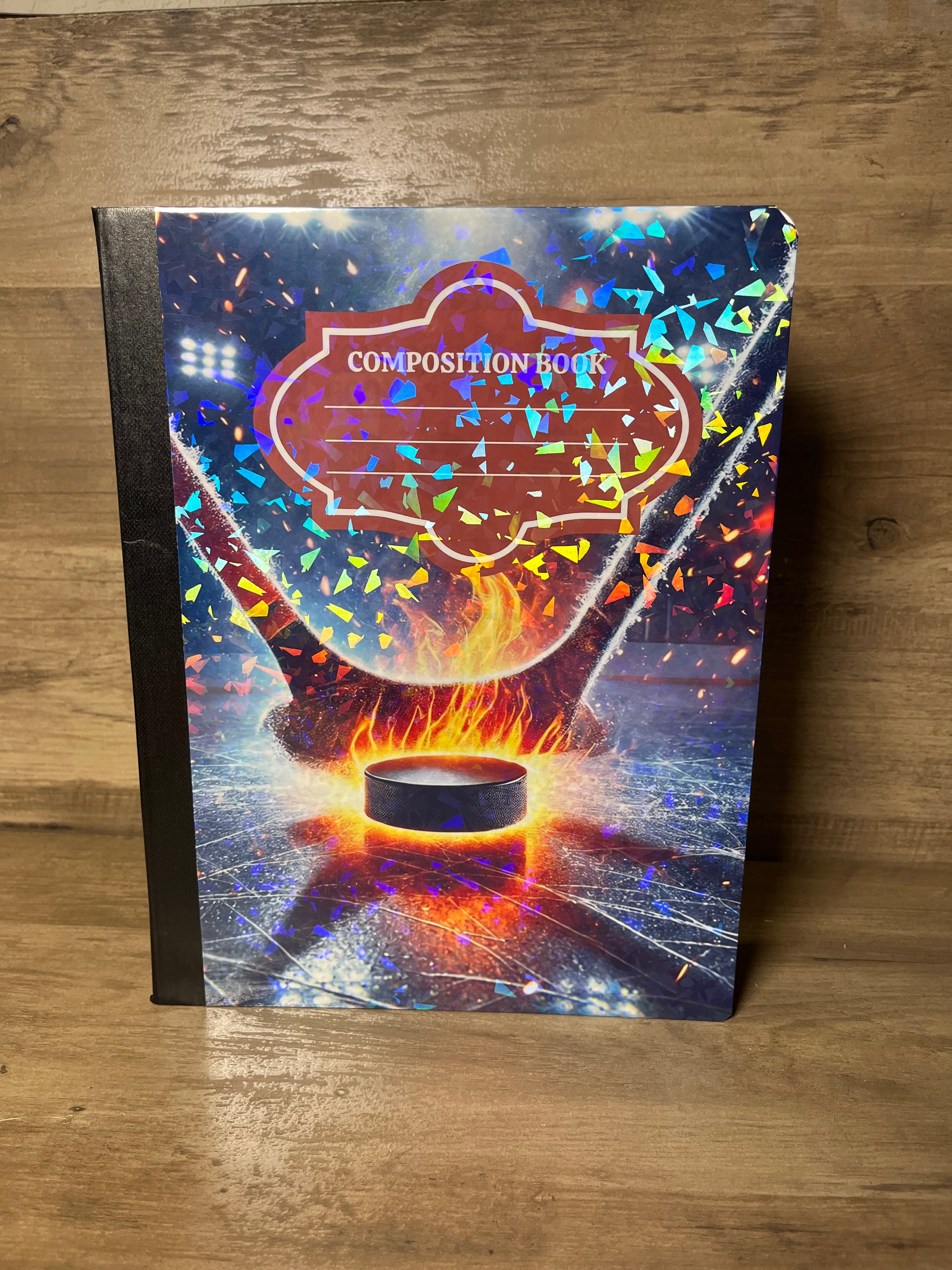 Holographic Hockey Fire & Ice Composition Notebook