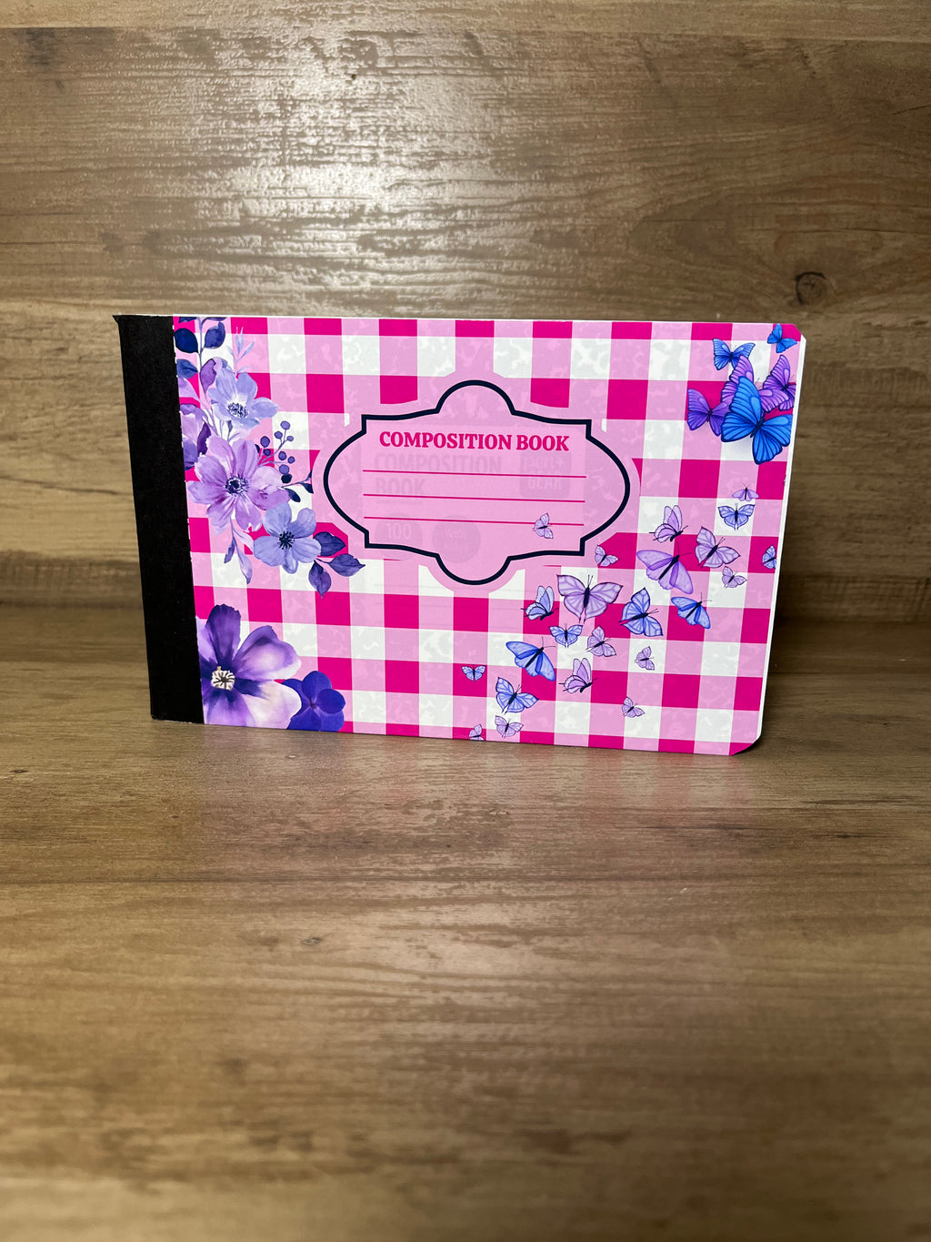 Pink Gingham Butterfly Mini Composition Book