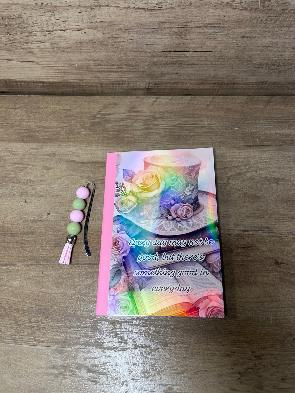 Pastel Rose Inspiration Notebook + Beaded Bookmark