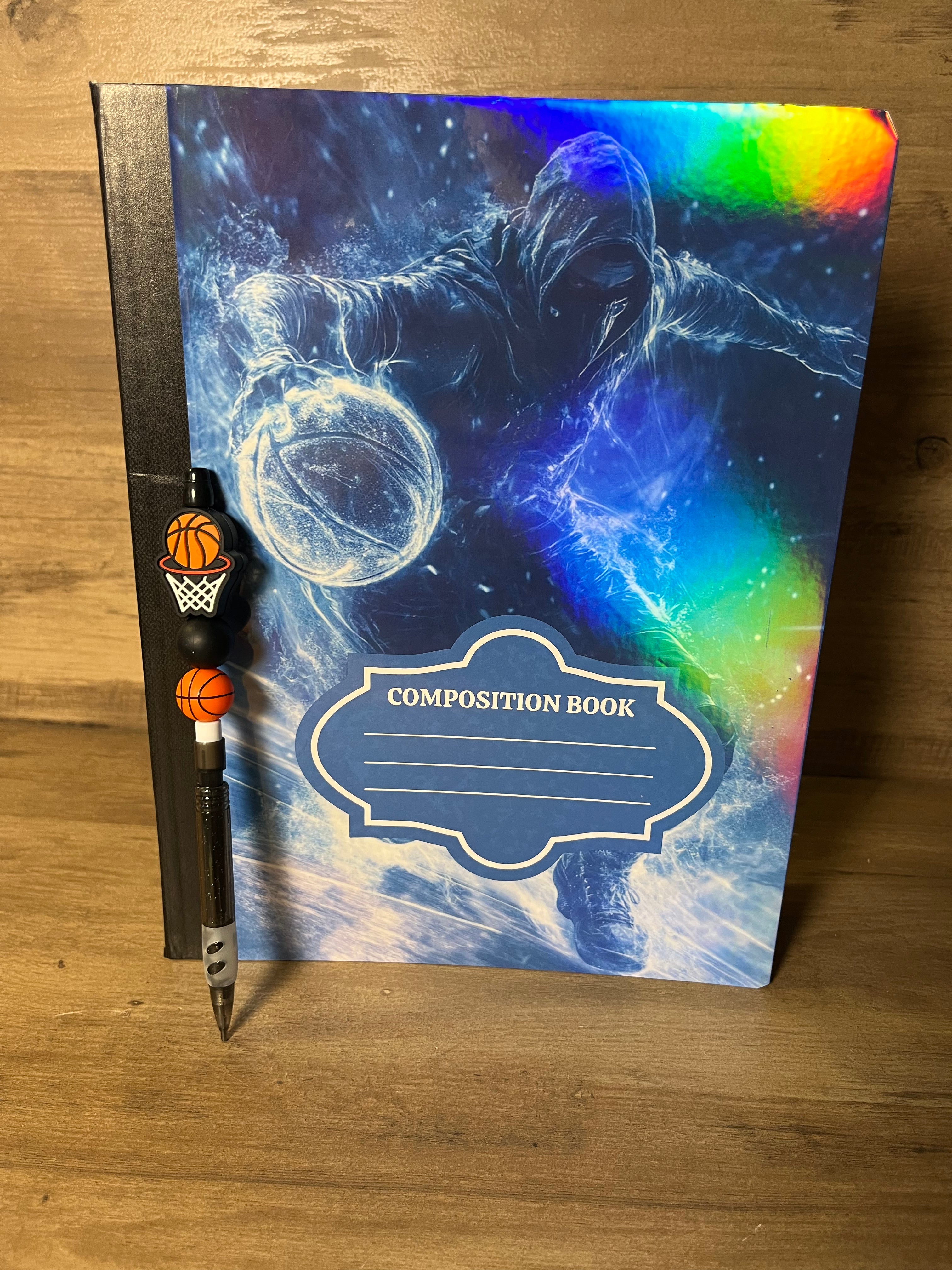Basketball-Themed Composition Notebook + Mechanical Pencil Set