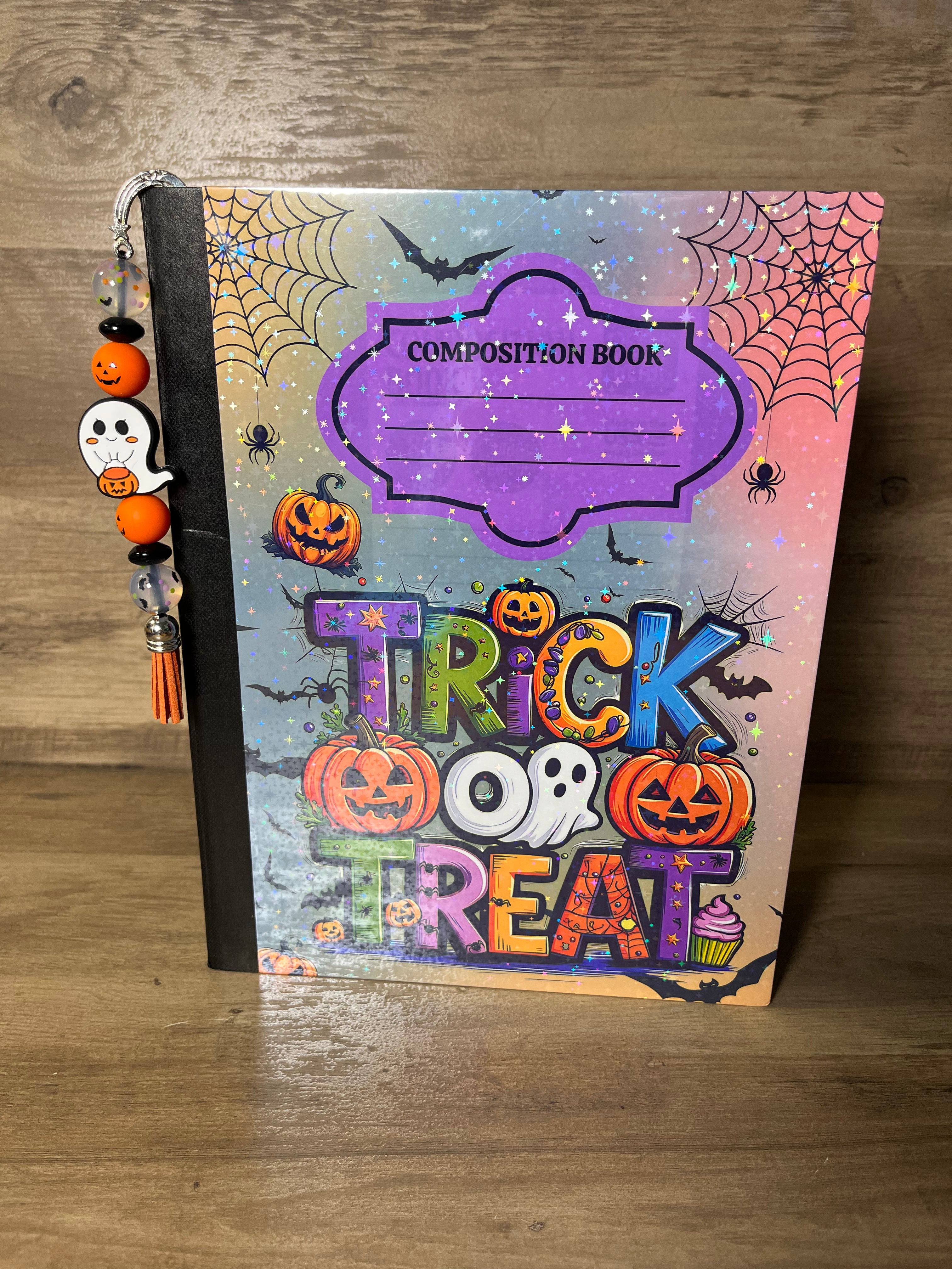 Trick or Treat Halloween Notebook With Beaded Bookmarker