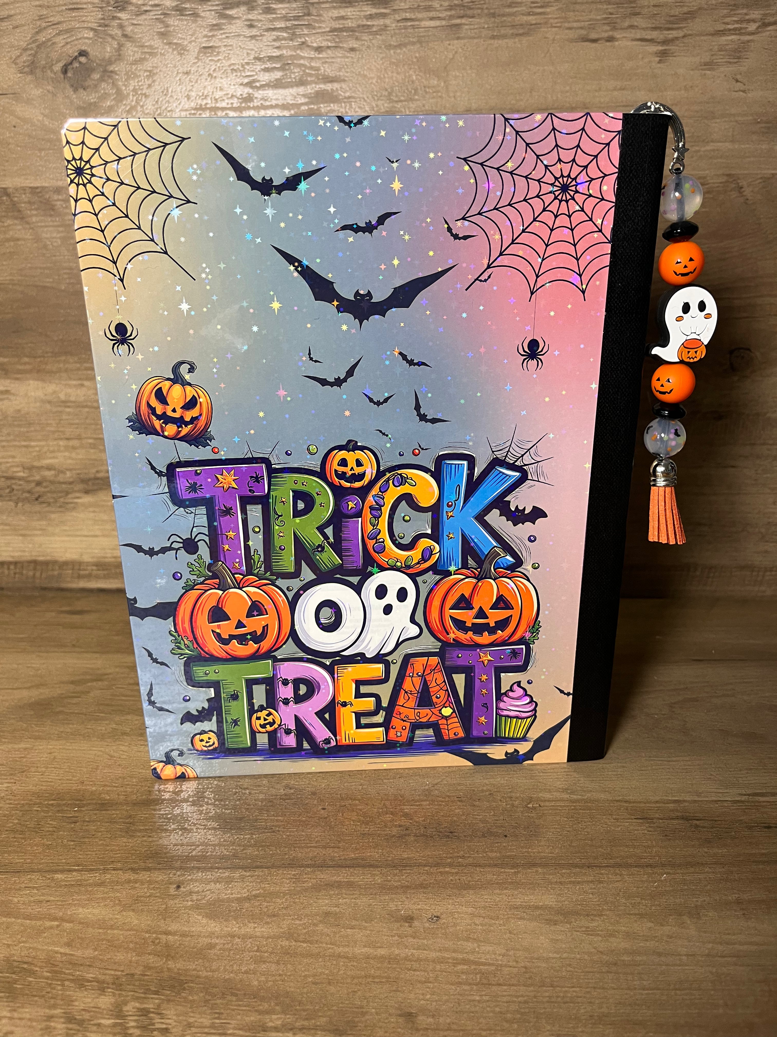Trick or Treat Halloween Notebook With Beaded Bookmarker