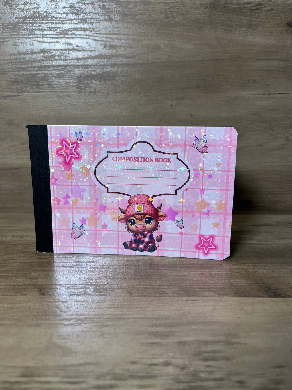 Pink Sparkle Cow Half Notebook