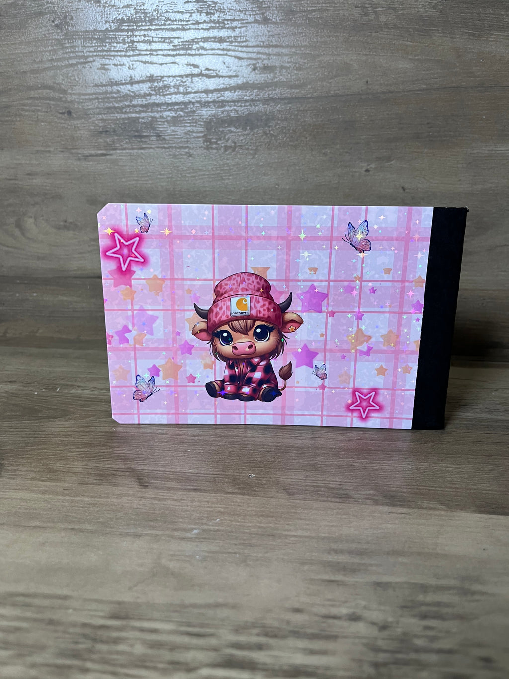 Pink Sparkle Cow Half Notebook