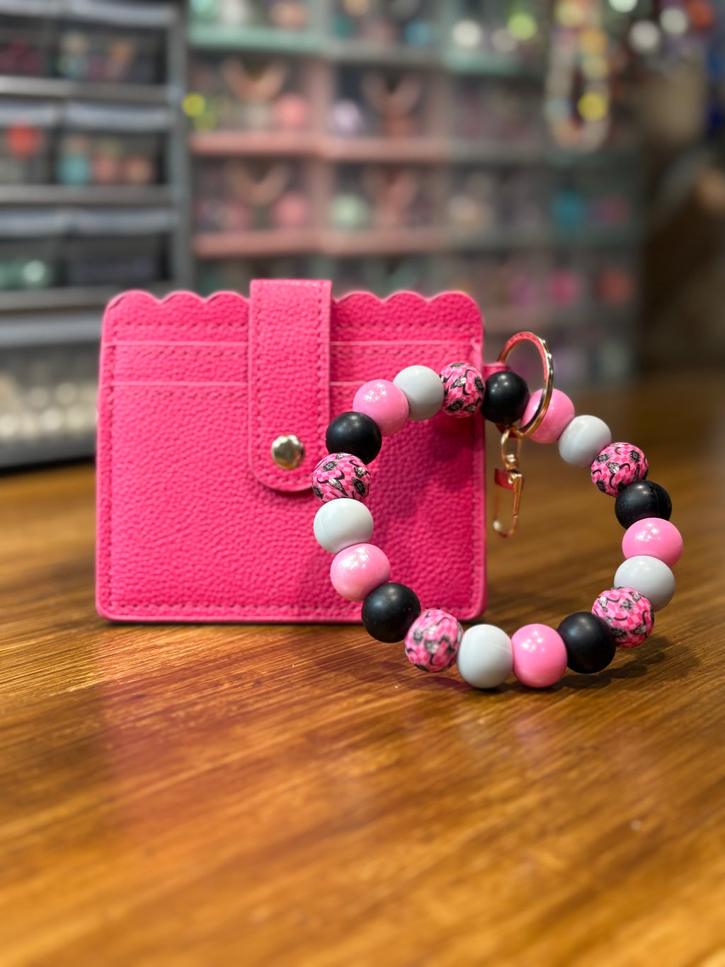 Hot Pink Leopard Wristlet Wallet Set