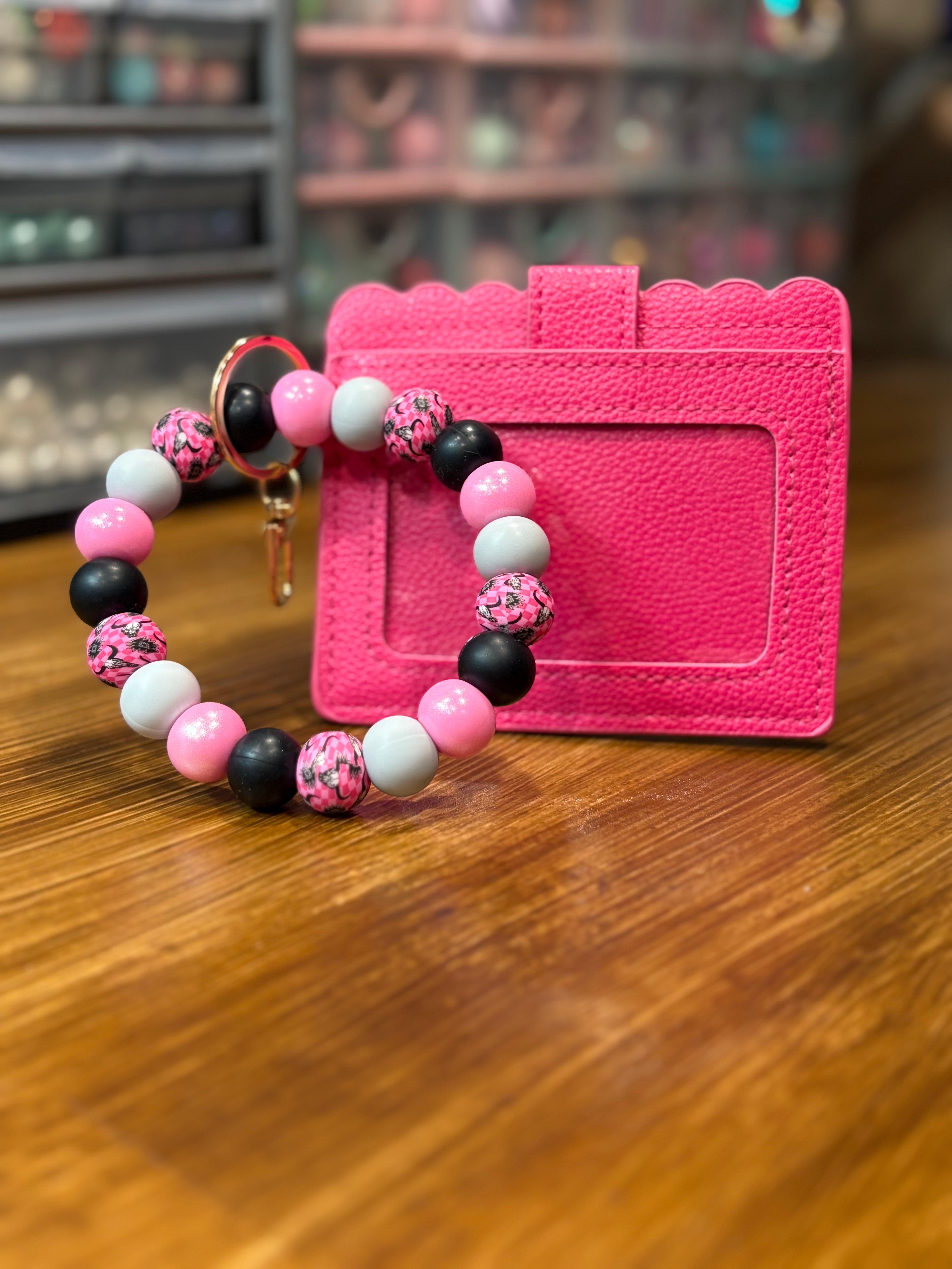 Hot Pink Leopard Wristlet Wallet Set