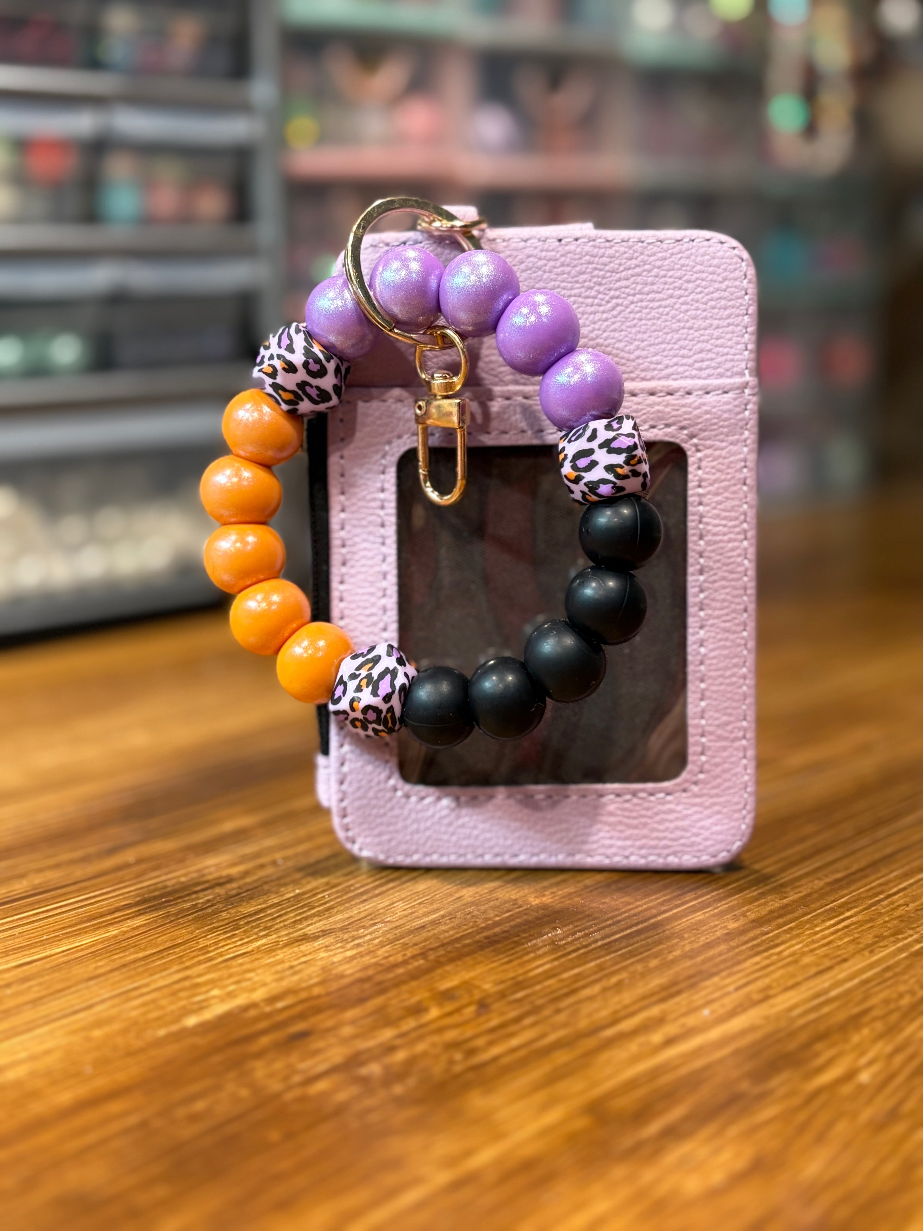 Purple & Orange Leopard Wristlet Wallet Set