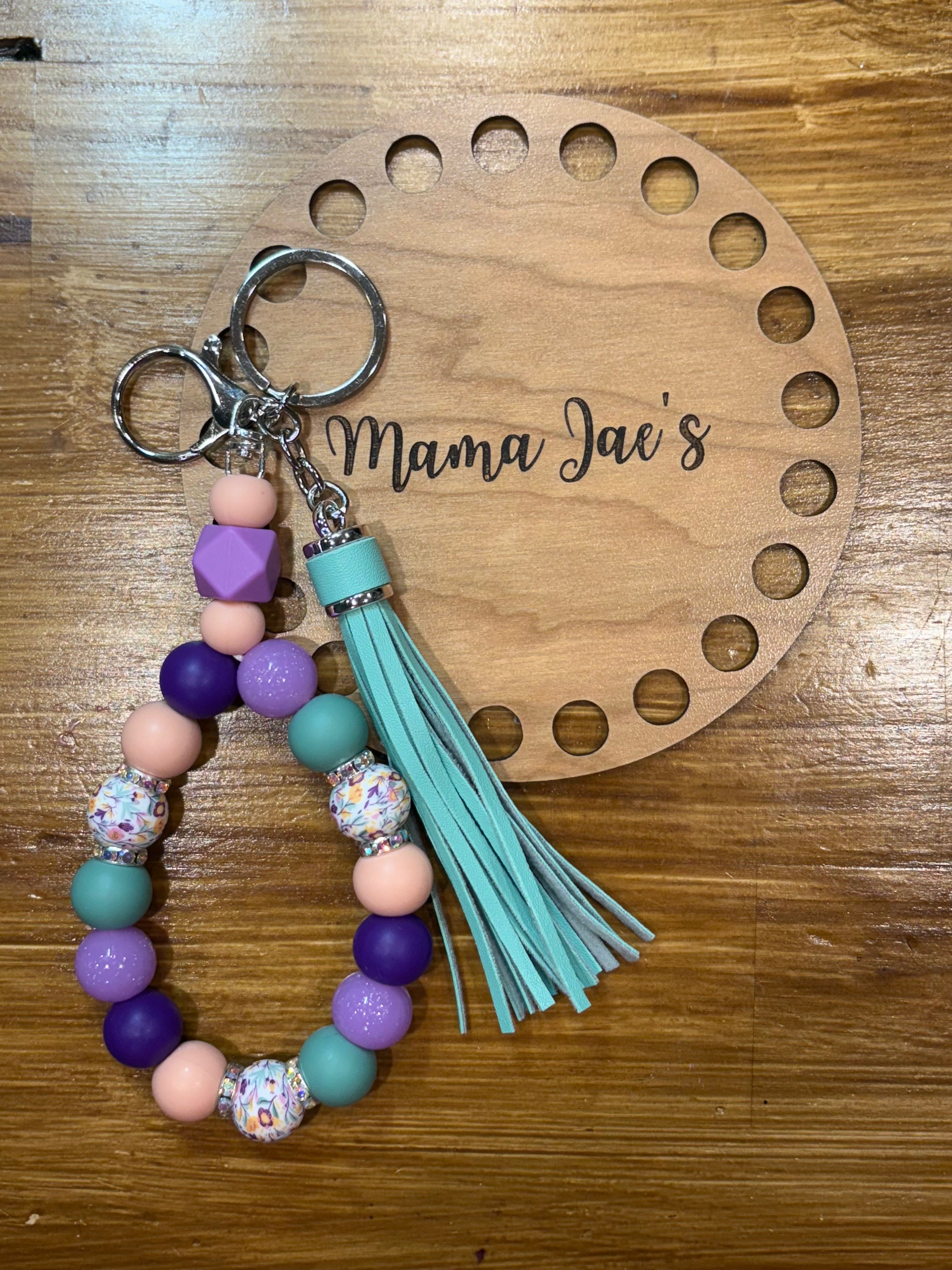 Teardrop Beaded Wristlet with Tassel Charm