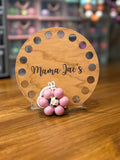 Pink Glitter Flower Keychain (Cow Print Center)