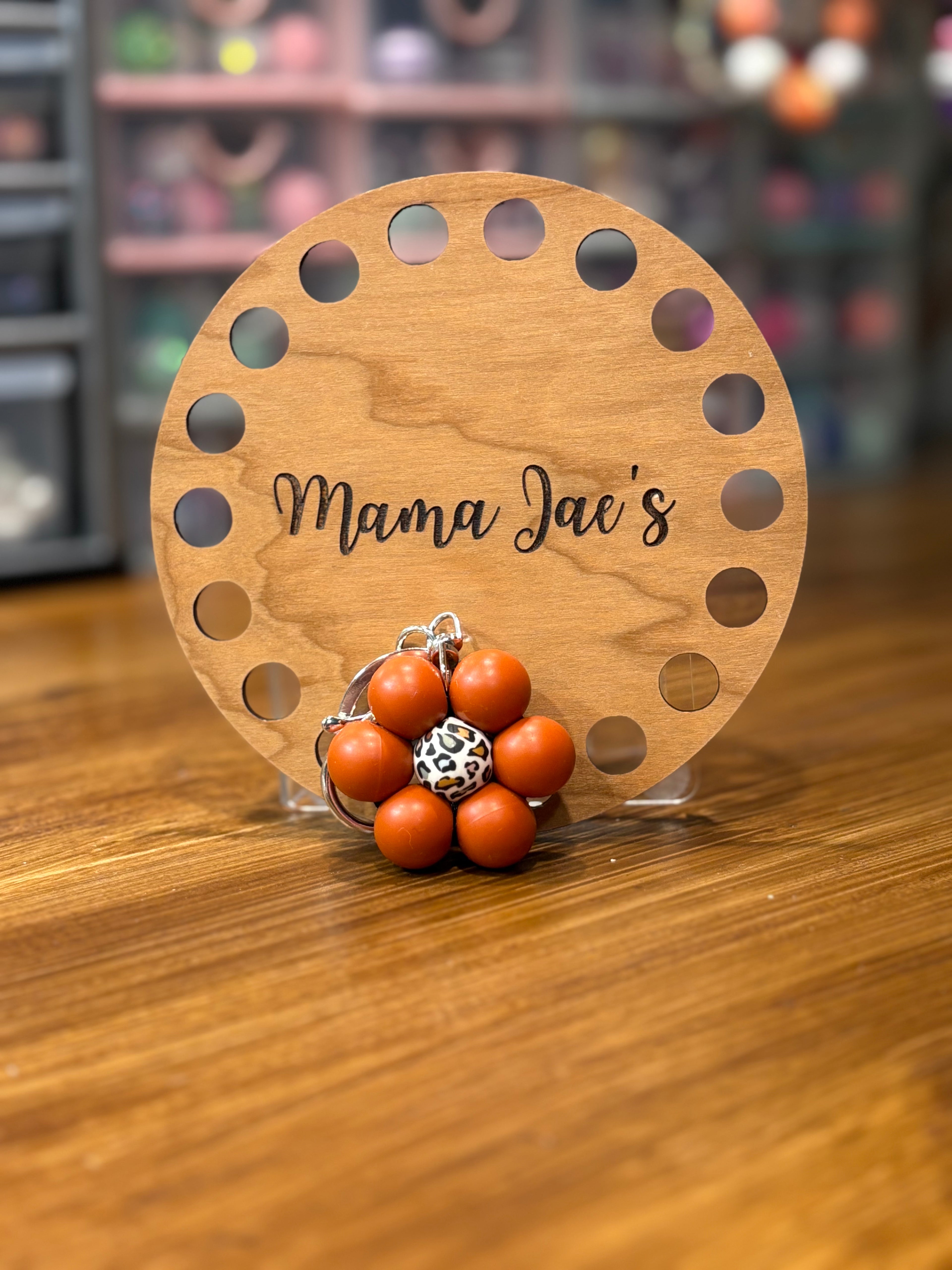 Burnt Orange Flower Keychain (Leopard Center)
