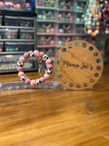 Pink Cow Print Beaded Wristlet