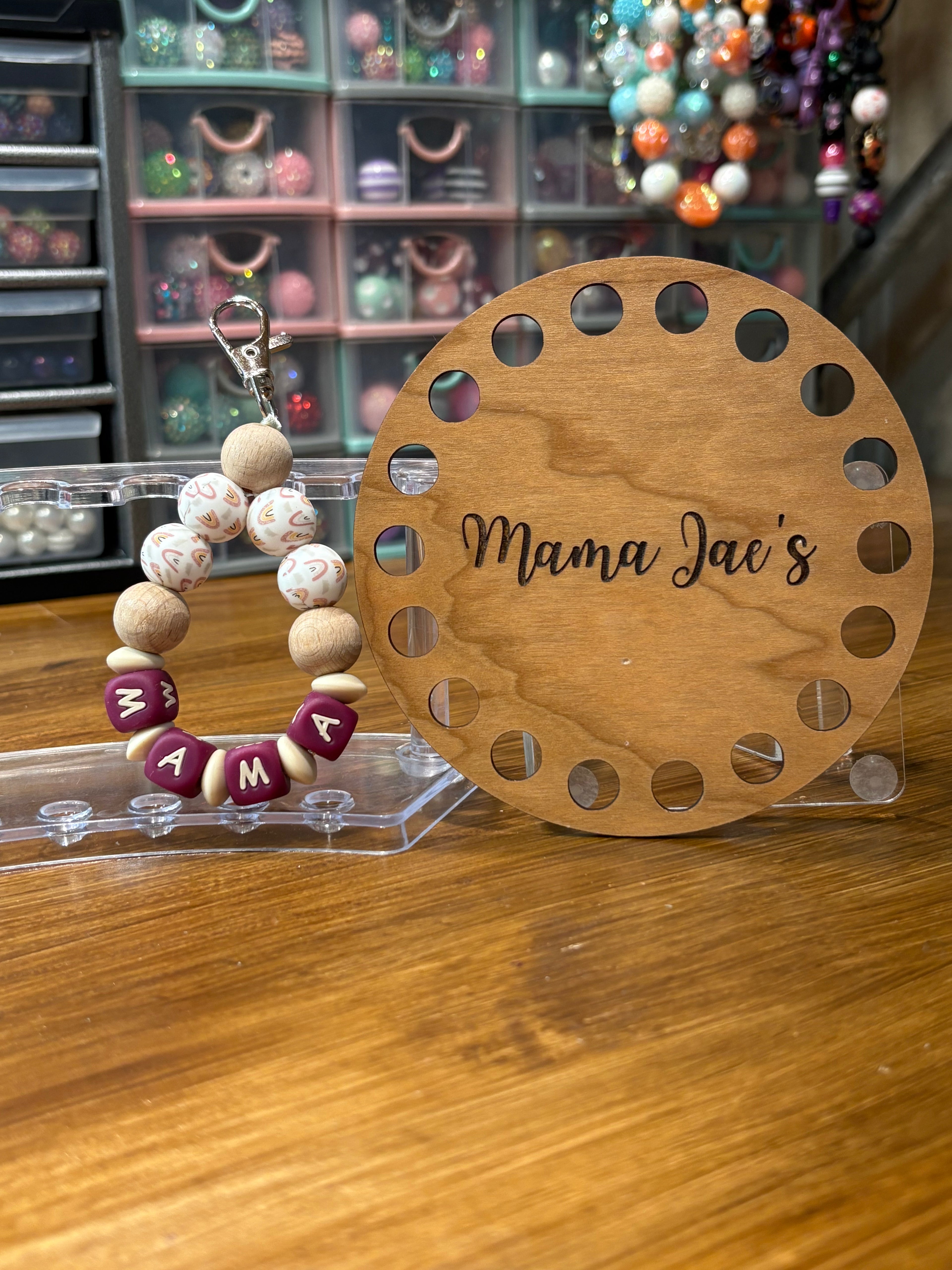 Teardrop Mini Wristlet – Burgundy MAMA Edition