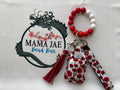 Red Poppy Wristlet Keychain Set
