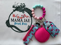 Flamingo Beaded Wristlet Keychain Set with Coin Pouch & Sanitizer Holder