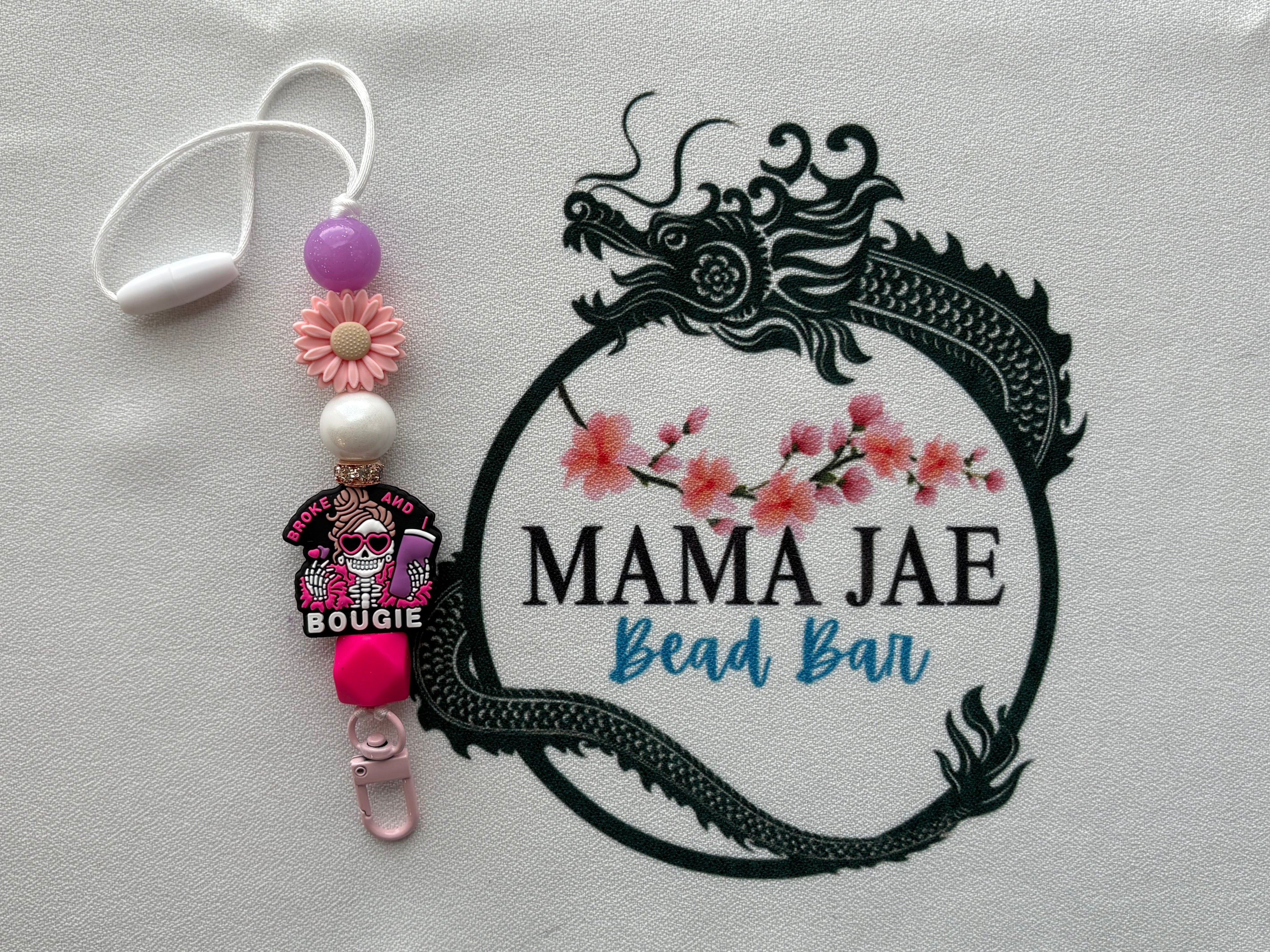 Car Freshie Holder – Pink Skeleton Rearview Mirror Charm