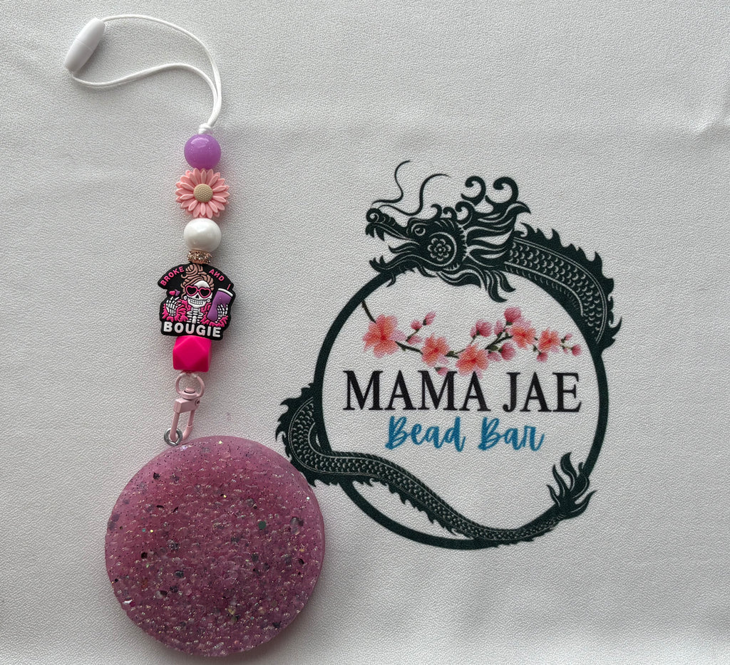Car Freshie Holder – Pink Skeleton Rearview Mirror Charm