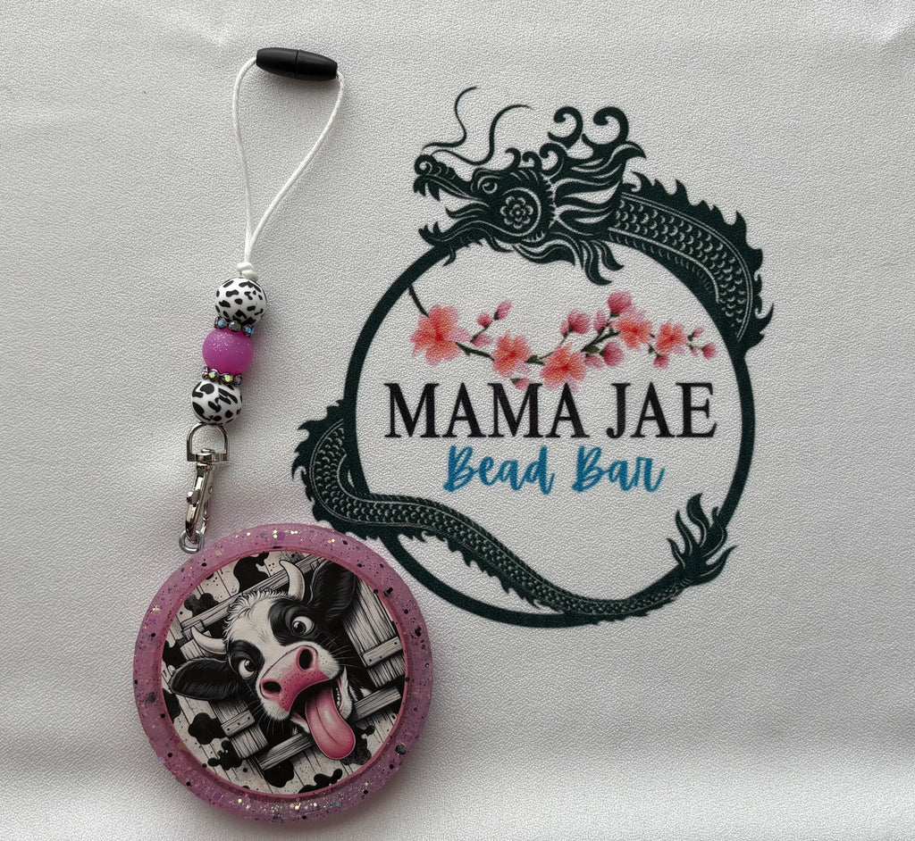 Cow Print/Purple Car Freshie Holder – Rearview Mirror Charm