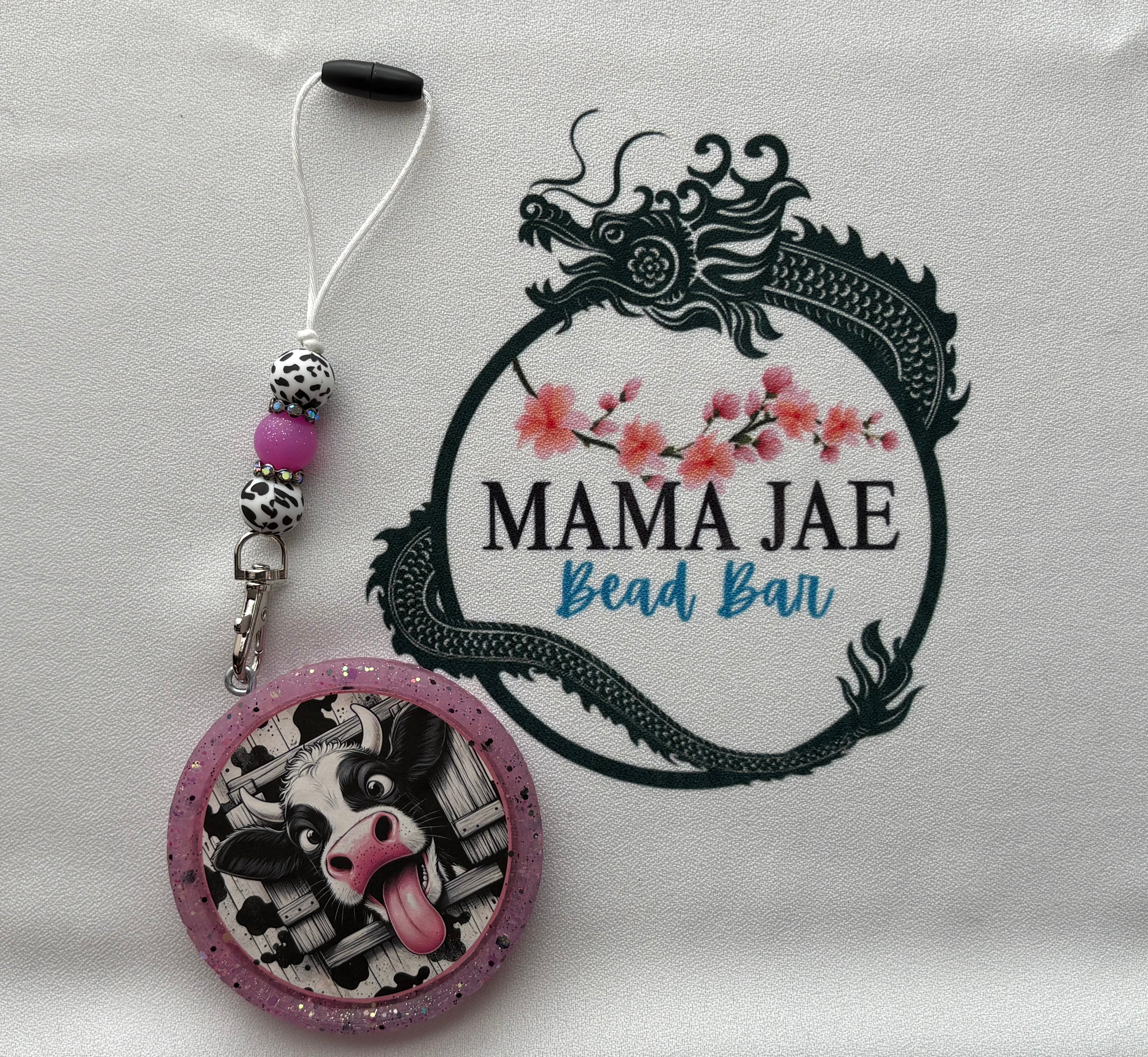 Cow Print/Purple Car Freshie Holder – Rearview Mirror Charm