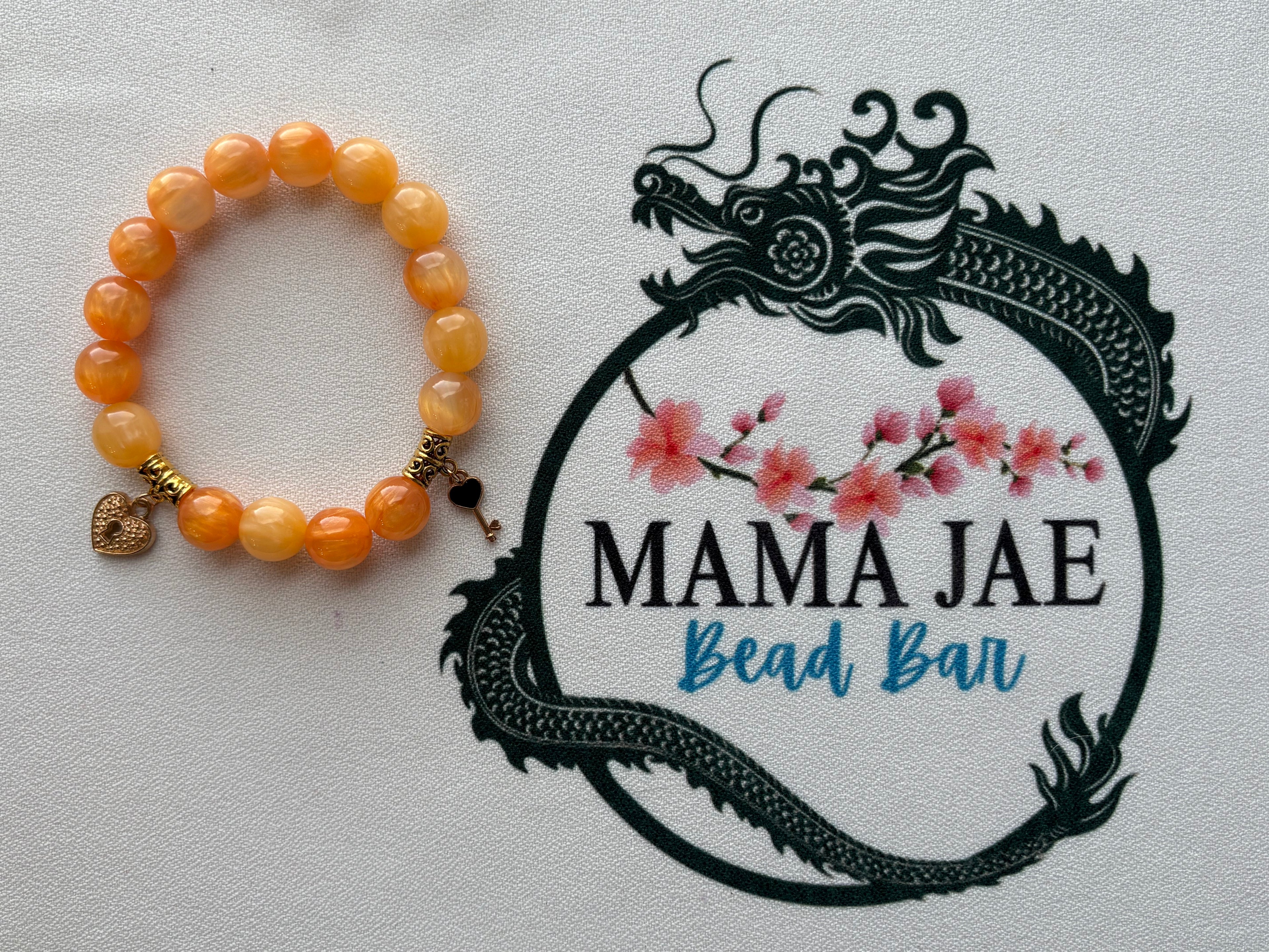 Amber Glow Heart & Key Bracelet