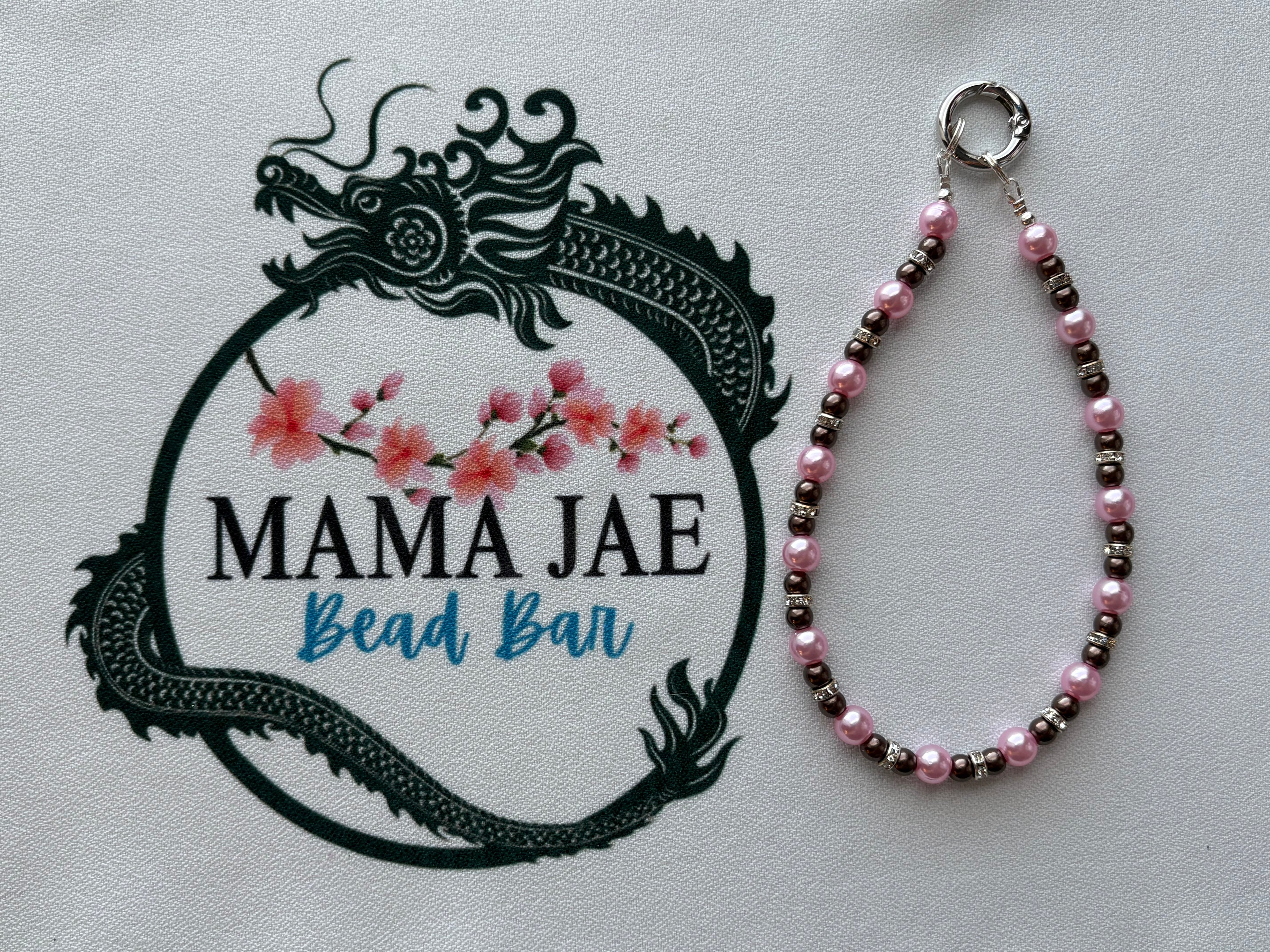 Blush & Bronze Beaded Phone/Bag Charm