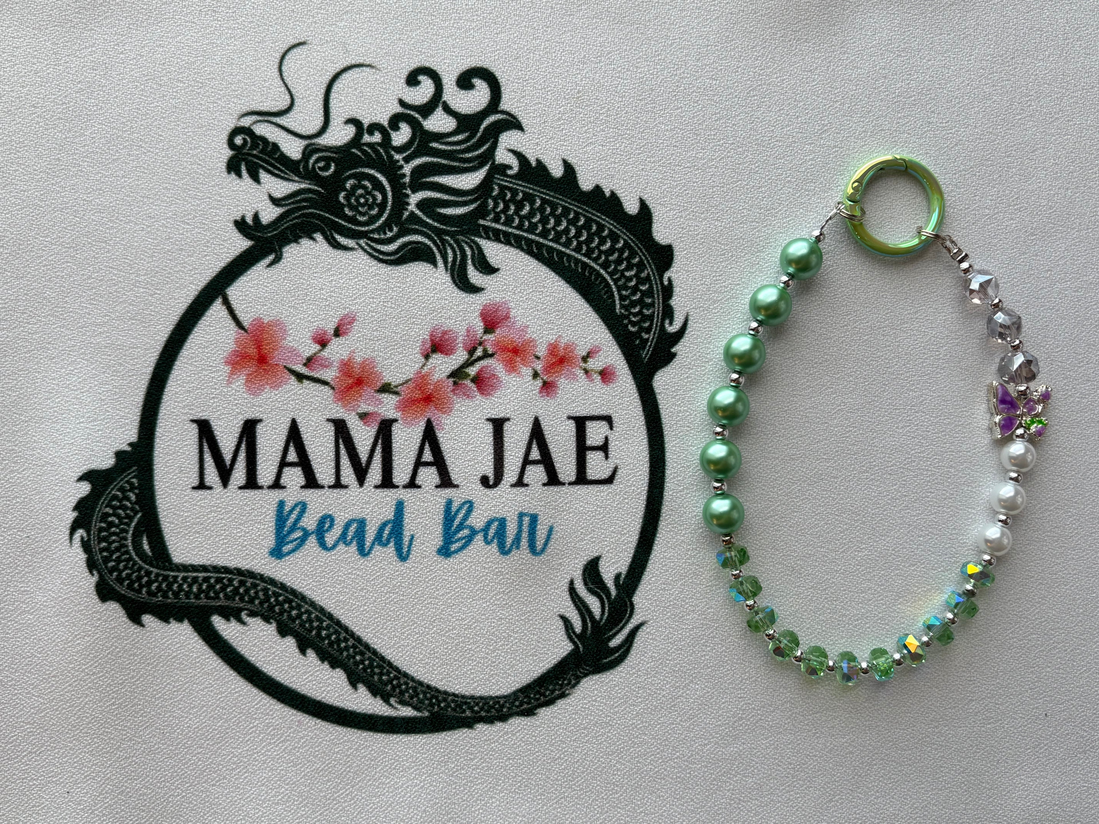 Emerald Pearl Butterfly Phone/Bag Charm