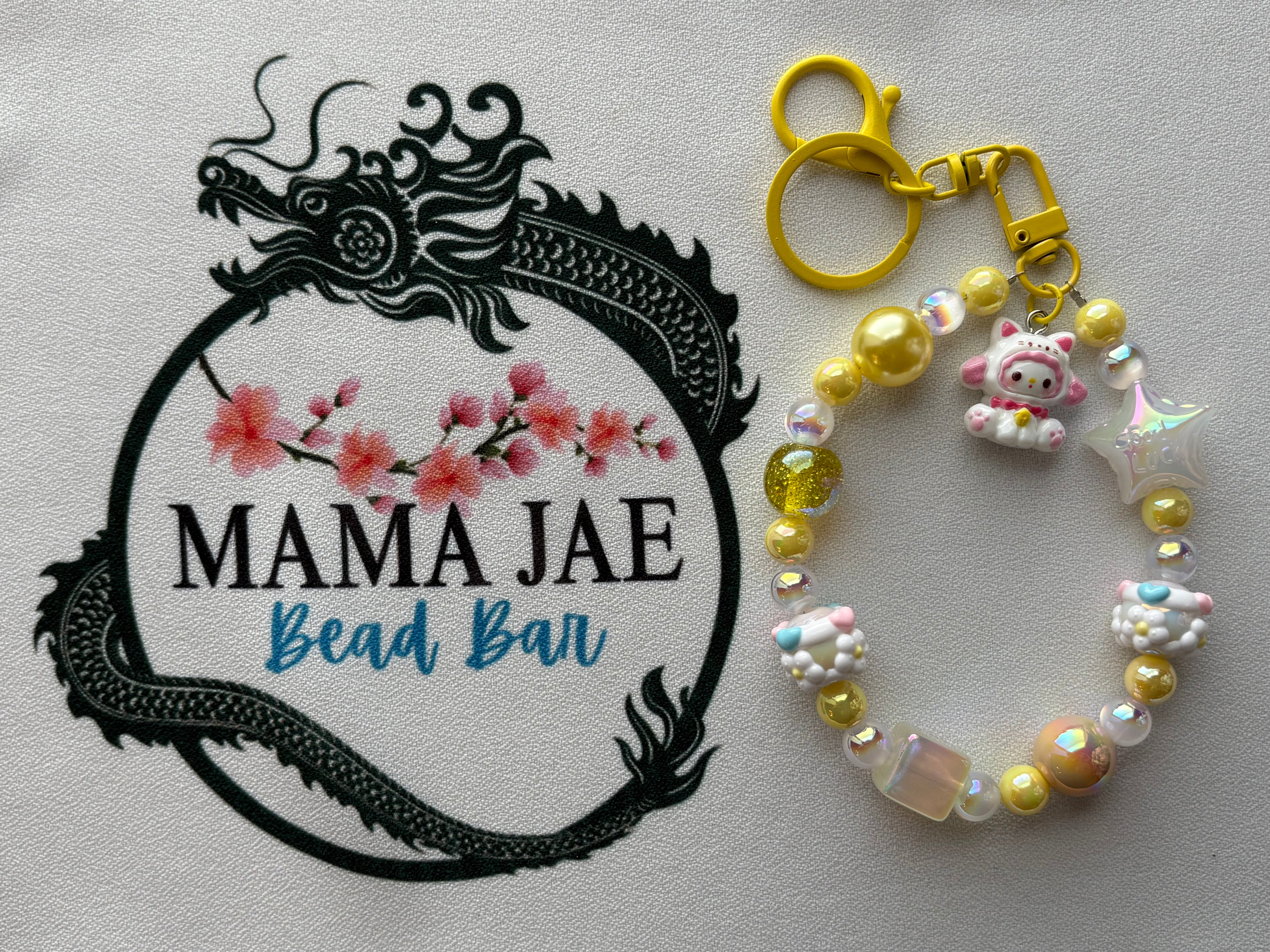 Yellow Phone Bag Charm with Cute Character & Star