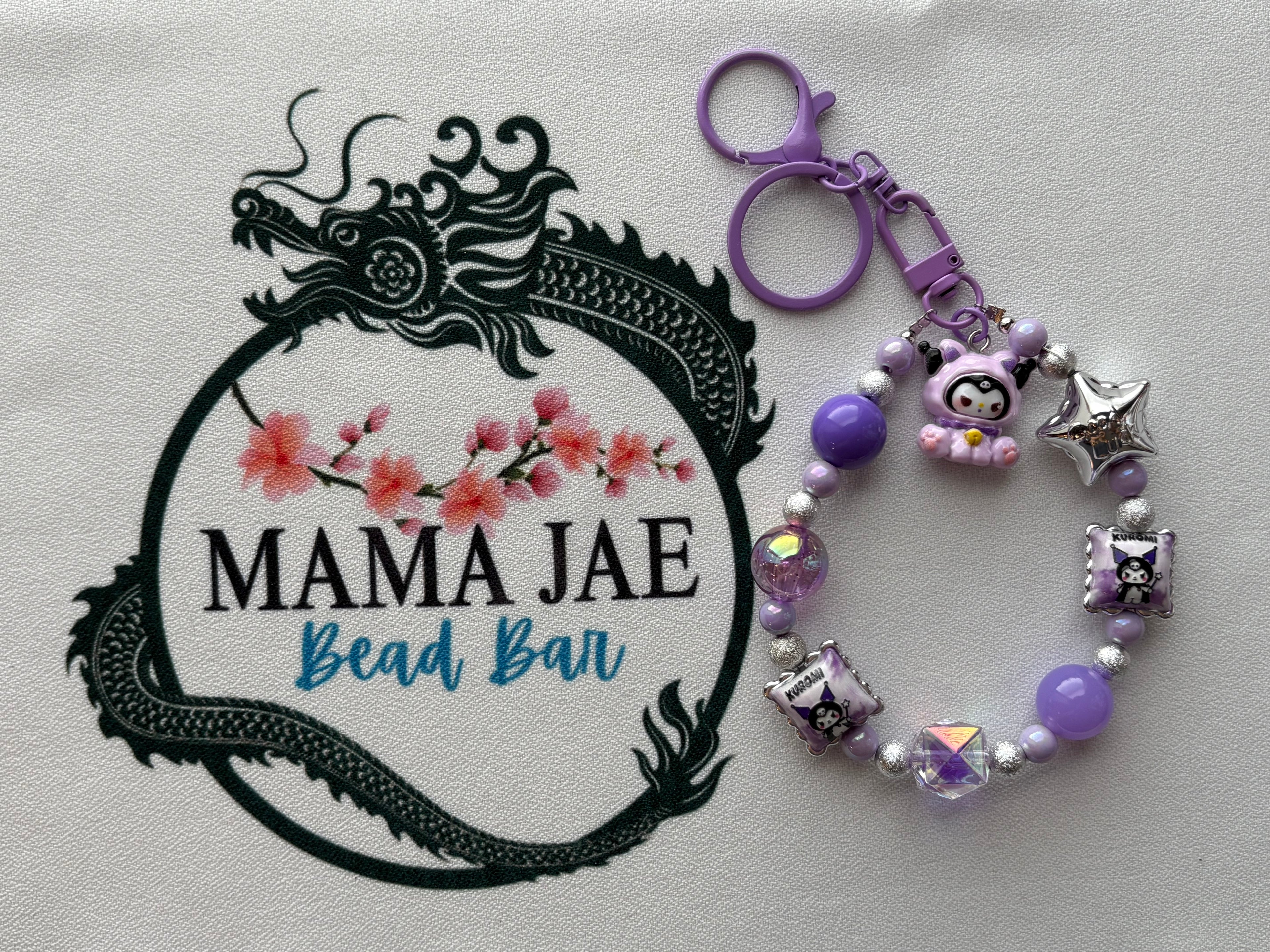 Purple Goth Phone Charm – Beaded Bag Charm Wristlet