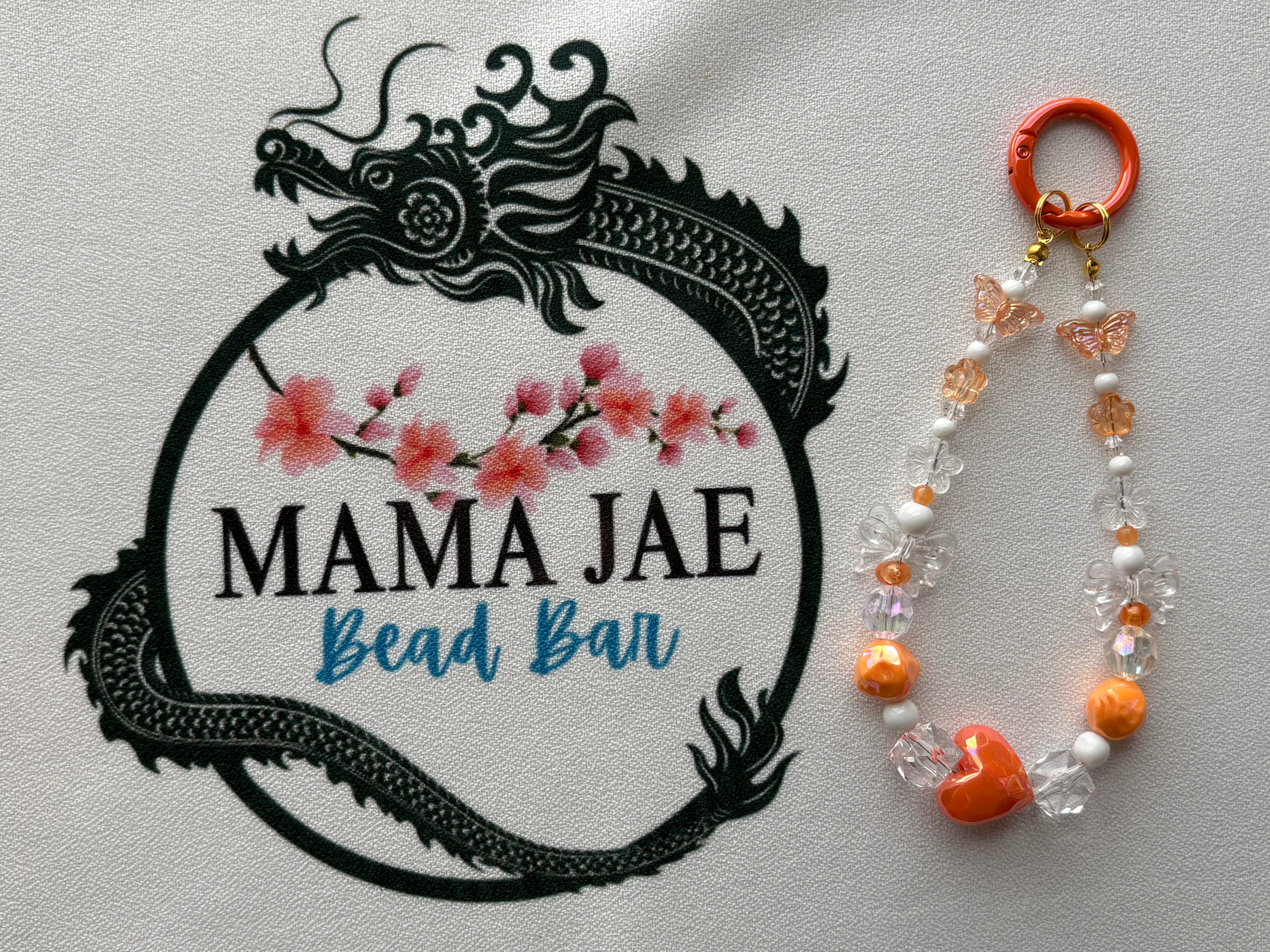 Orange Heart Butterfly Phone/Bag Charm